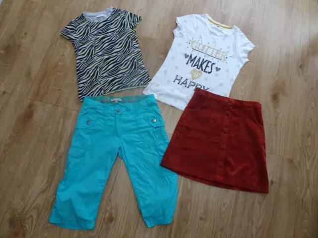 M&S girls 4 piece summer clothes bundle t shirt skirt crop trousers AGE 9 - 10
