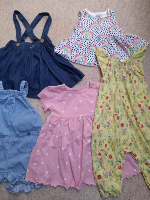 Next M&S baby girls summer denim playsuit romper dress bundle 12-18 months
