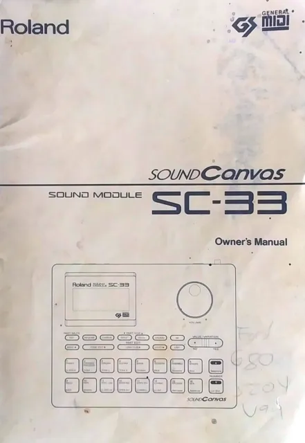 Roland SC-33 Sound Canvas Midi Synth Sound Module Original Owner's Manual Book