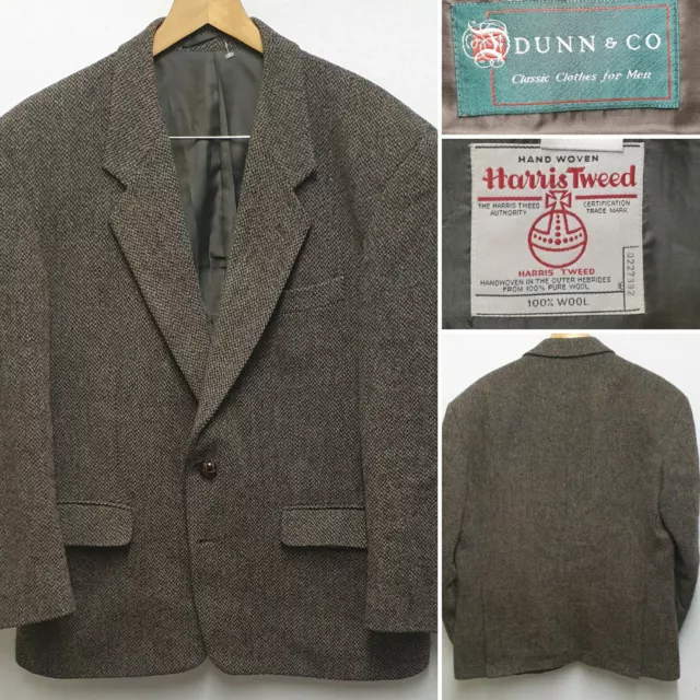 Dunn & Co Harris Tweed Button Up Jacket Brown Blazer 100% Wool Size 42