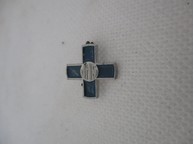 Broche épingle émaillée IHS Toulouse - Insigne Religieux Apostolat Prière, Plaqué Or Jaune, Occasion