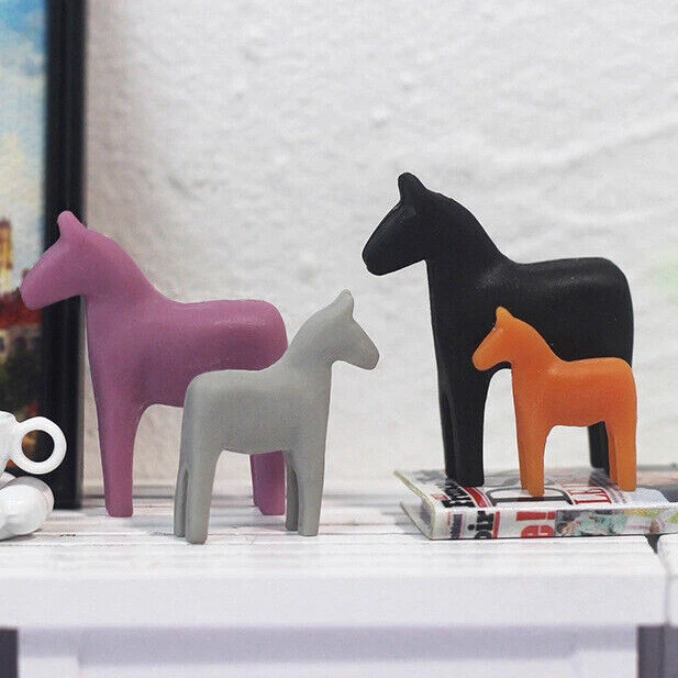 Set of 3pcs Miniature Horse Figurines Nordic Pony Dollhouse Mini Animal Statues