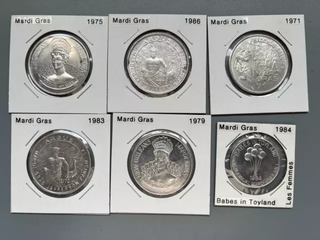 Lot of 6 - Vintage New Orleans Mardi Gras Tokens / medals / coins