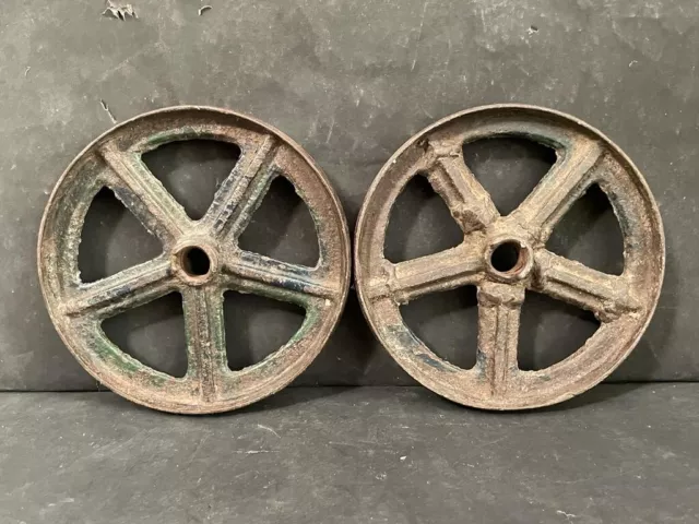 Old Antique Pair of Cast Iron Multipurpose Wheels For Carts And Toys