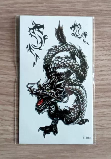 SHEET OF TEMPORARY DRAGON TATTOOS 110mm X 60mm