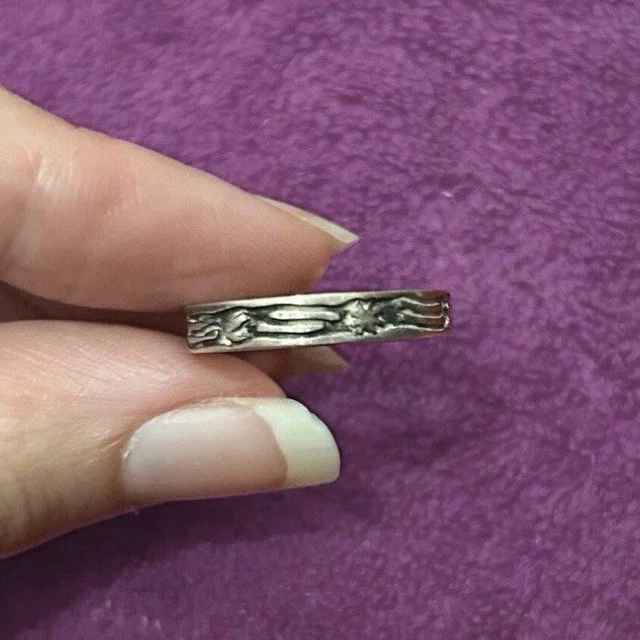 Bague Vintage En Argent Massif 925 - Taille 59-60, Occasion, Design Charmant