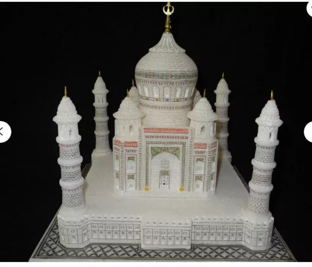 10" White Marble Beautiful Taj Mahal Statue Hand Carved Art Gift Decor X-mas