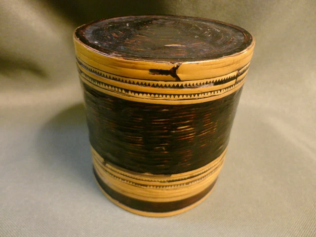 Antique Burmese Karen Tribe Betel Nut Woven Lacquered Bamboo Box