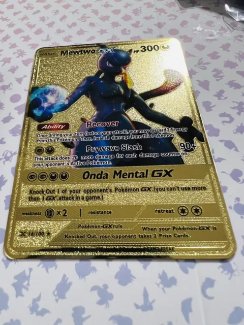 GOLD Mewtwo GX metal collector's Replica