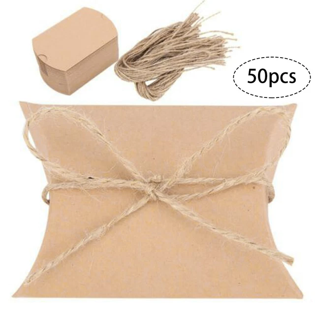 50pcs Papier Kraft Oreiller Cadeau Boîtes Bonbon Boite Mariage Fête Sacs Décor