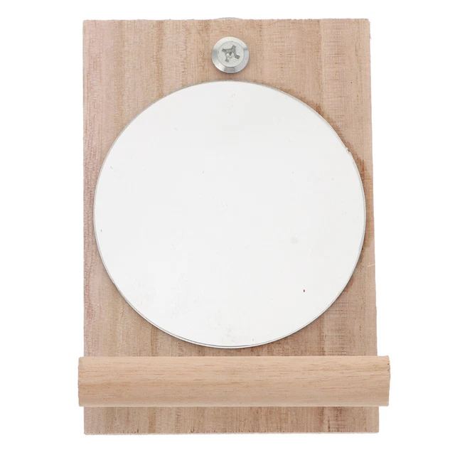Giocattolo specchio pappagallo supporto posatoio in legno specchi incorniciati giocattoli uccellini gabbia per uccellini