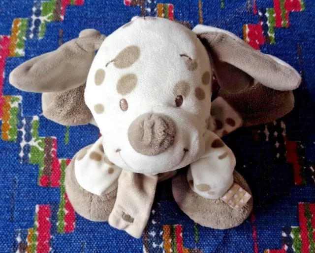 AB2 / DOUDOU PELUCHE NATTOU CHIEN MAX ET NOA TBLANC TACHE BEIGE 21X25 cm  KOM 9