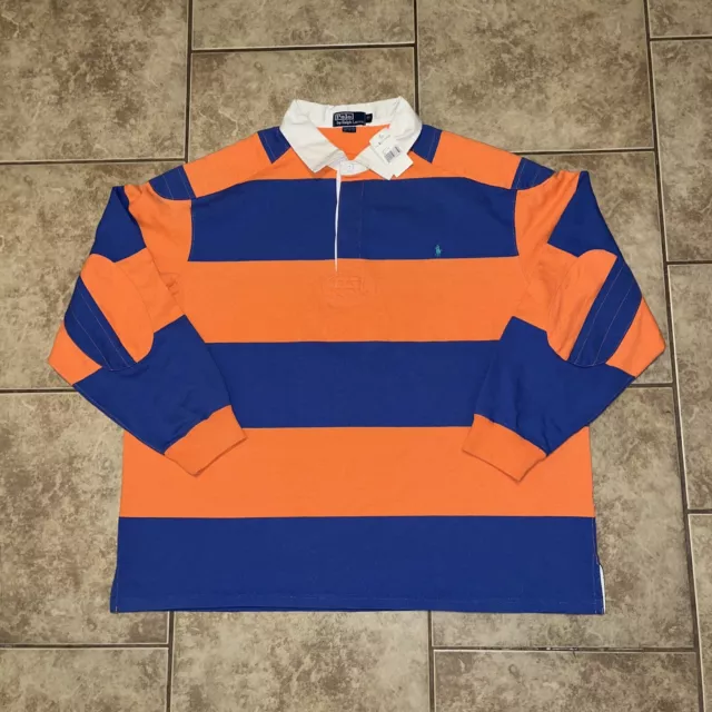 Polo Ralph Lauren Big & Tall Orange Multi Stripe Classic Fit Rugby Polo Shirt