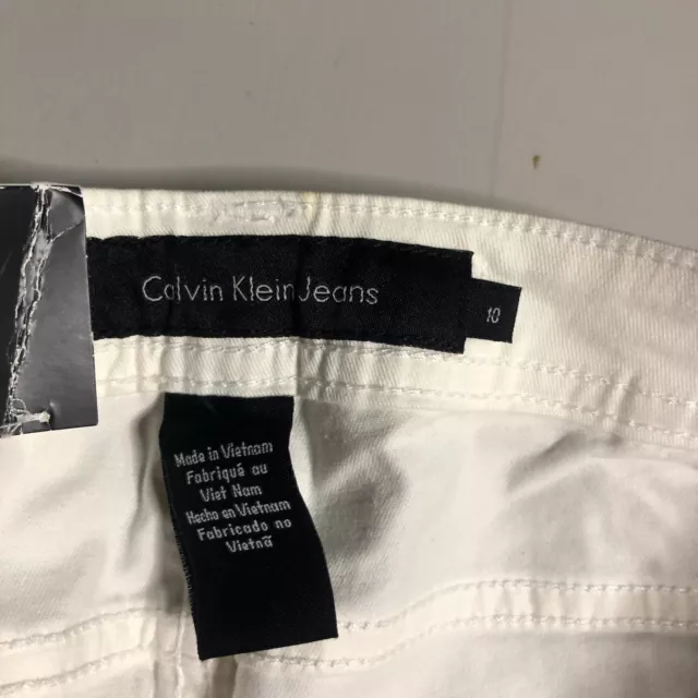 calvin klein jeans womens 10 white cropped Pockets Ck Solid Pantalones nwt s23 3