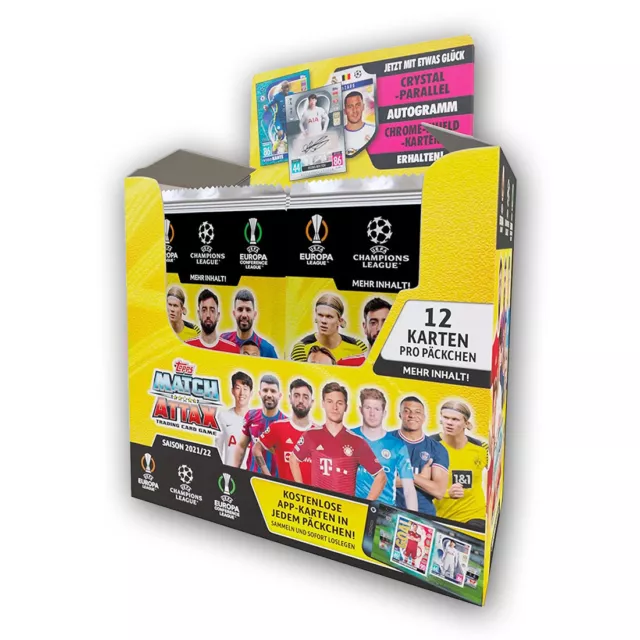 Topps Match Attax Season 2021/22: 24 Display Box Sport Cards UEFA CL EL - NUOVO