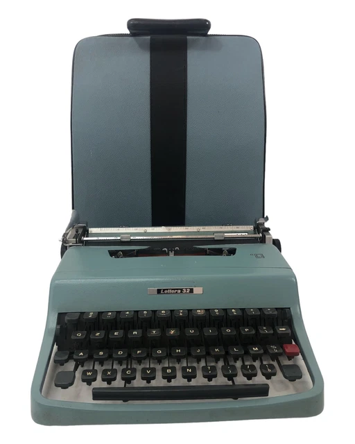 Máquina De Escribir Olivetti Letra 32 Azul + Estuche