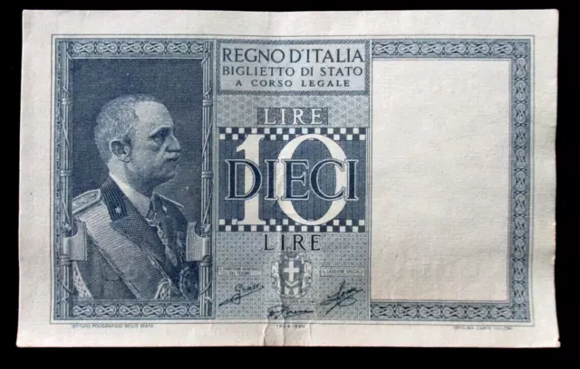 Regno d'Italia - Banconota da 10 Lire 1944 anno XXII° SPL