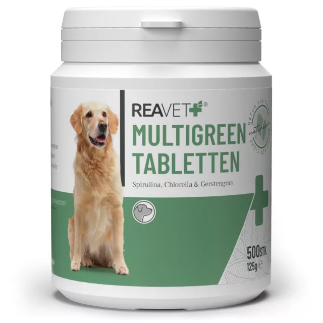 REAVET MultiGreen Tabletten für Hunde 500 Stück – Mikroalge Haut & Fell