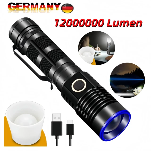 Mini Lampe Torche LED Rechargeable USB-C - 3 Modes - Porte-clés - Étanche IPX6 - Pour EDC, Camping, Urgence - Vert Foncé - 5