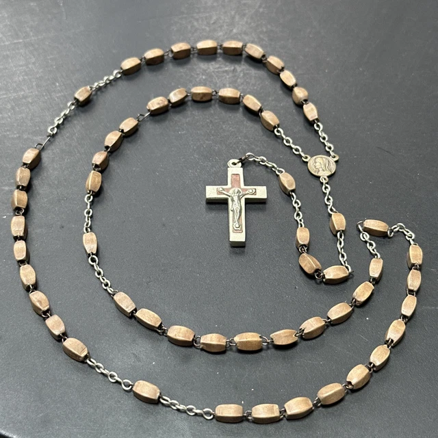 Ancien Chapelet XIXe Métal Argenté – Croix Reliquaire – Pièce De Collection Rare