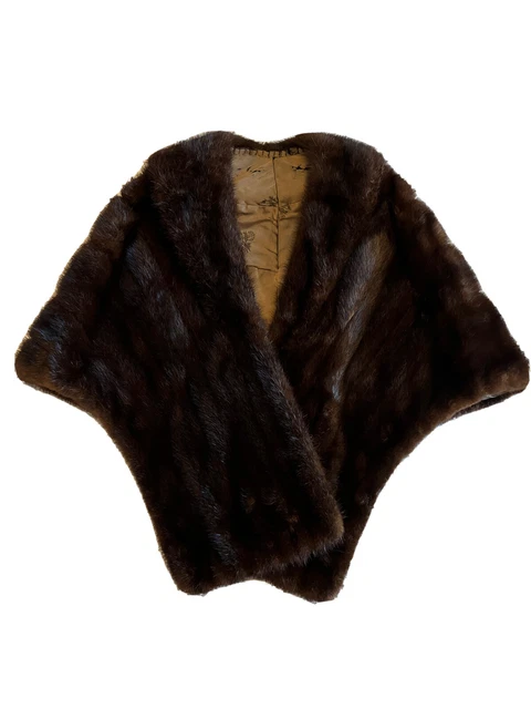 Beautiful Vintage Genuine Mink Fur Stole Cape Wrap