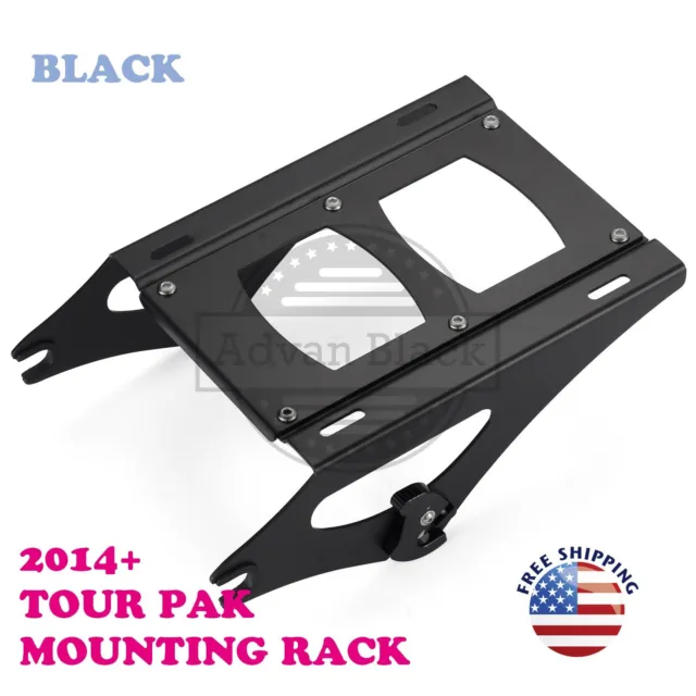 Black Detachable Two Up Tour Pack Mounting Rack for Harley Touring 09+ 53000459