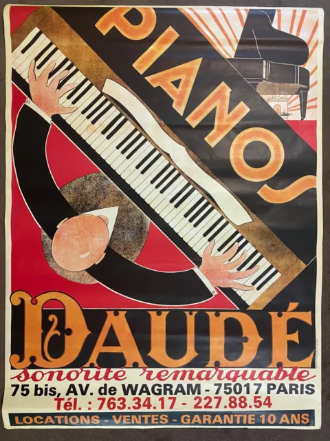 Original Vintage French Pianos Daude Poster, Linen Backed