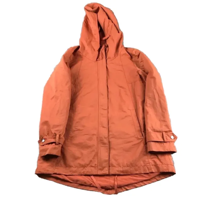 Eileen Fisher Coat Womens Small Orange Nylon Full Zip Long Sleeves Hooded Jacket