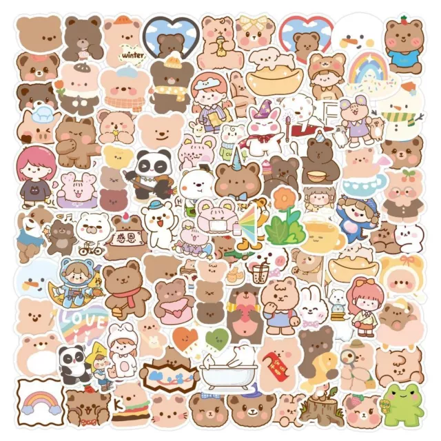 Vinyl Cute Korean Bear Stickers Small Kawaii Rilakkuma Stickers  For Teens