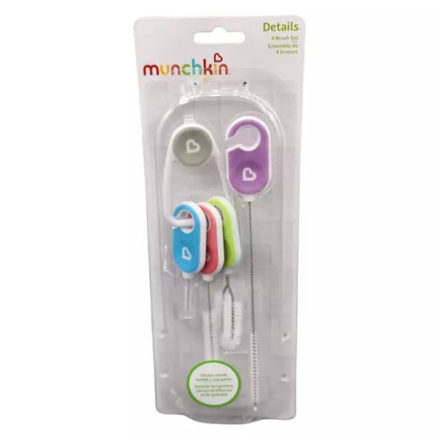 Munchkin Bottle and Cup Cleaning Brush 4 Piece Set with Key Ring NIP