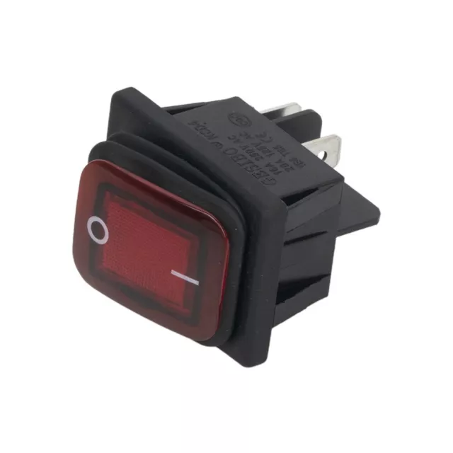 Red Rectangle Illuminated On Off Waterproof Rocker-Switch 20A DPST IP67 Part