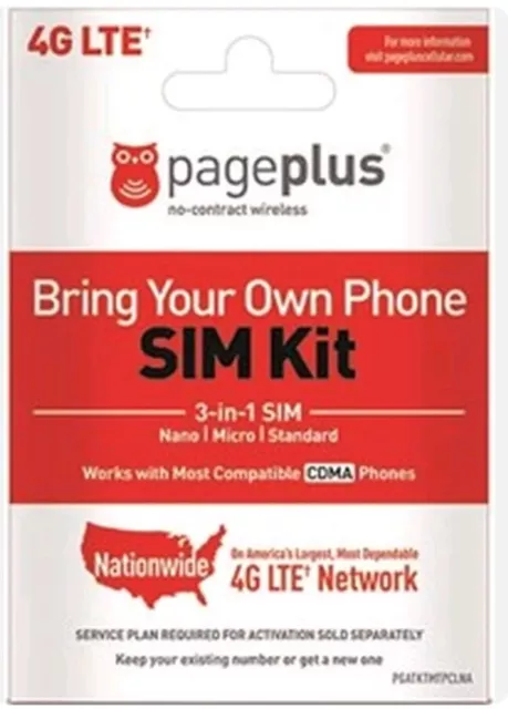 Genuine Page Plus SIM KIT Nano Dual Card 3-in-1 Pageplus 4G LTE Prepaid