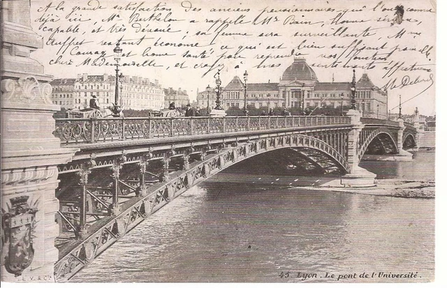 CPA 69 LYON. LE PONT DE L UNIVERSITE.N°45.L.V.  ECRITE EN 1910.(ref 55)