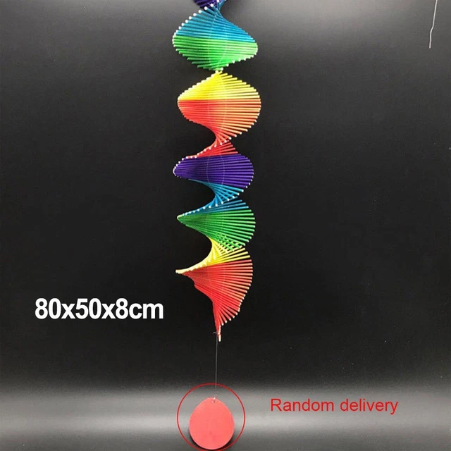 1pc Colorful Kindergarten Garden Home Twisted Rainbow Wood Wind Chime Decoration