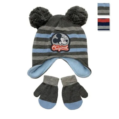 Set Casquette Et Gants Hivernal Disney Mickey Mouse Cache-Oreilles Enfant 3395