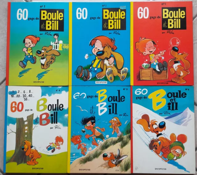 Boule et Bill : lot de 6 albums BD (1 à 6) BE/TBE, 1979/1980, voir les 9 photos