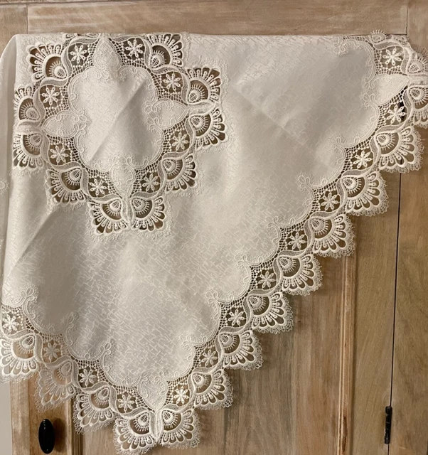 NEW FRENCH COUNTRY Victorian WHITE LACE TABLE SQUARE Tablecloth Table