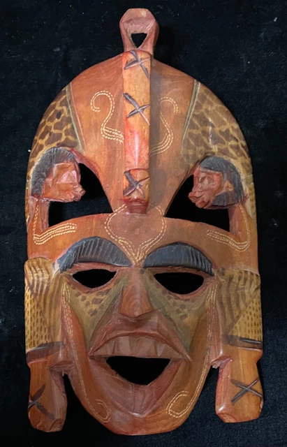 Tribal Mask Wall Hanging Hand Carved Wooden Folk Art African  Kenya