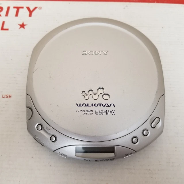 SONY WALKMAN PORTABLE CD Player DE220 ESP Max Silver Tested Working £