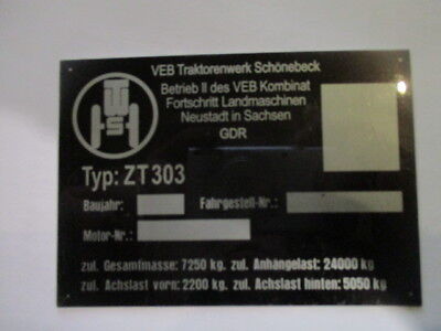 DEUTZ Nameplate Tractor Famulus Deutz F2M414 License Motor Shield VEB DDR Ifa S39 