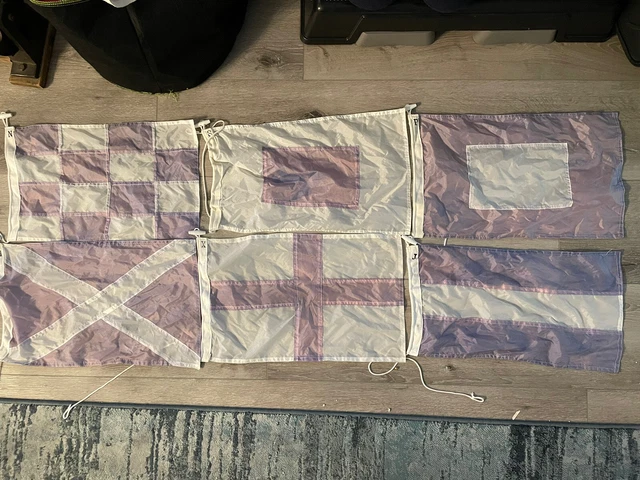Lot 6 Boat Ship Flags White Light Purple