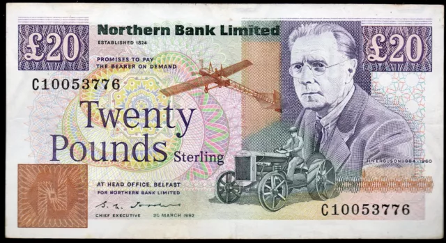 northern bank ltd Belfast £20 Twenty Banknote Ferguson Tractor 1988 to 1996