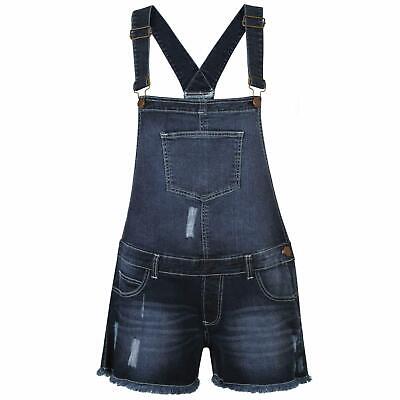 Kids Denim Dungaree Girls Boys Stretch All In One Jeans Playsuit Short Jumpsuit