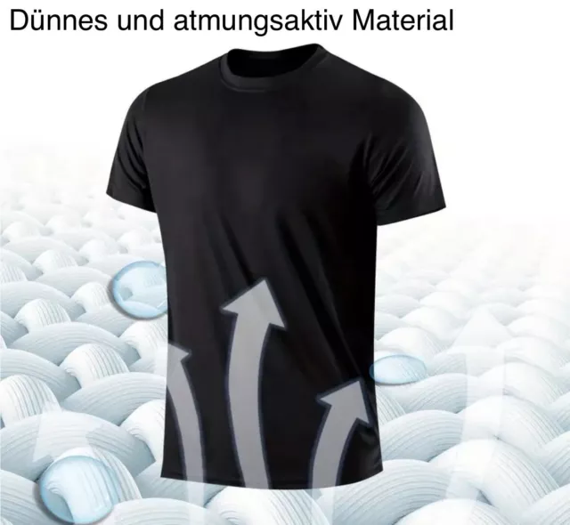 Herren Tshirt Fitnessbekleidung Kompression Shirt Kurzarm Tops Sommer Schwarz
