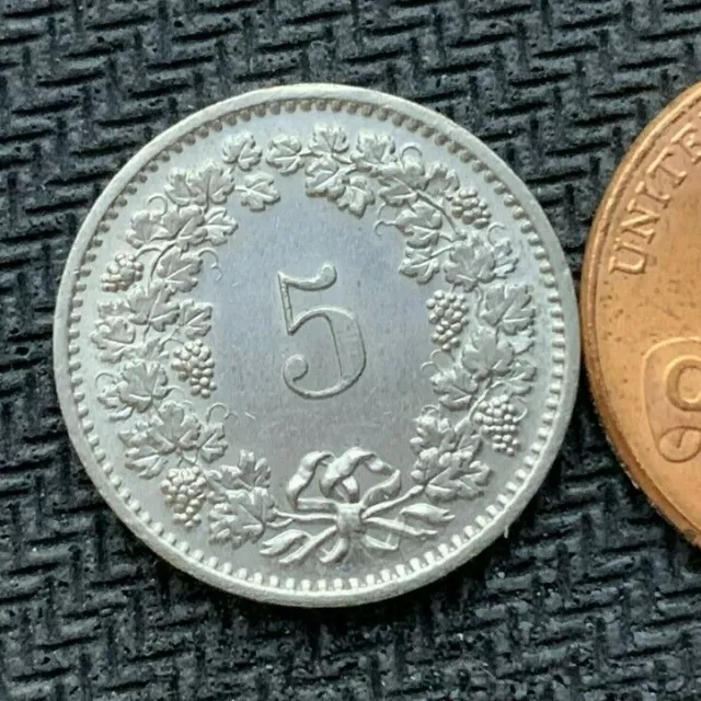 1971 Switzerland 5 Rappen Coin BU UNC  High Grade World Coin   #K1728