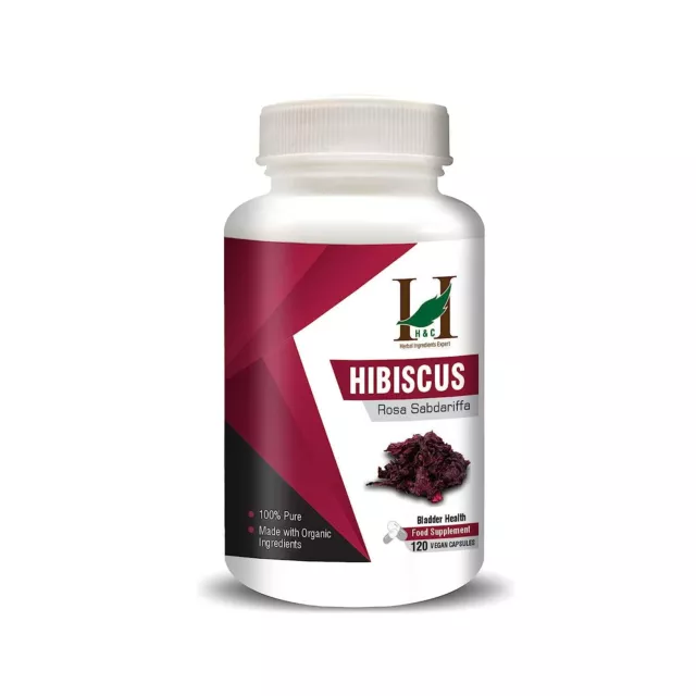 H&C Herbal Hibiscus / Rosa Sabdariffa Capsules - Pour Santé (120 Capsules)