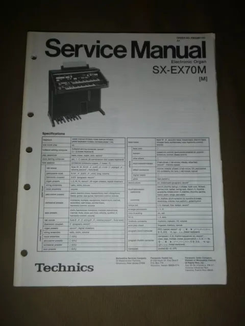 Manual de Servicio ~ Technics Organ modelo sx-EX-70M con ESQUEMAS