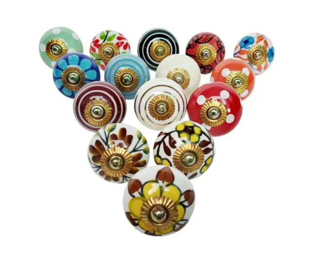 Boutons de porte en céramique boutons multicolores tiroir d'armoire de...
