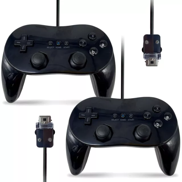 2x Classic Controller Pro HD GamePad Für Nintendo Wii, Wii U Remote Schwarz DHL