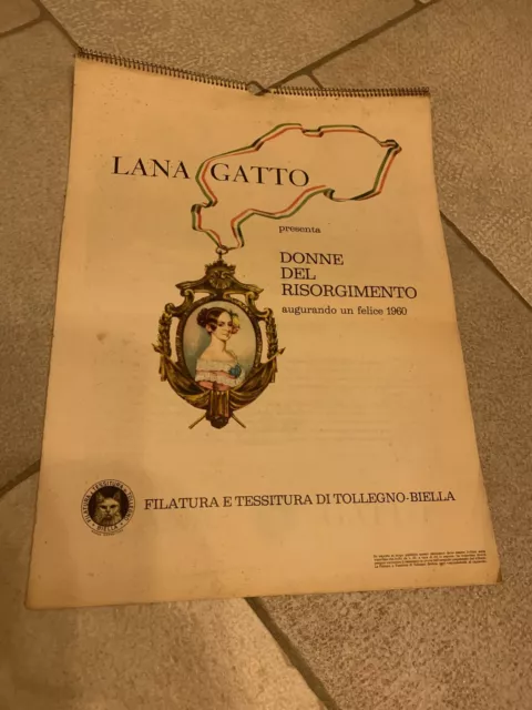 Lana Gatto Calendario Pubblicitario 1960 Donne Del Risorgimento Tollegno Biella